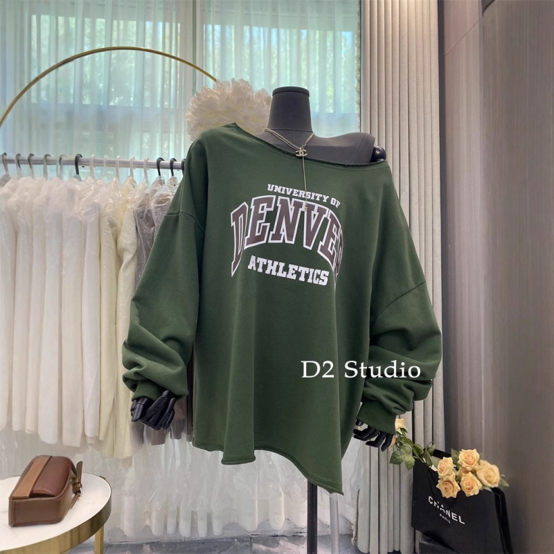 Hanorac de damă cu glugă și text, croială lejeră, mâneci lungi, lungime medie, material bumbac-poliester