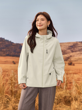 Γυναικείο μπουφάν από πολυεστέρα με κουκούλα και φερμουάρ, στενή γραμμή, κεντημένες λεπτομέρειες, κομψό αστικό στυλ