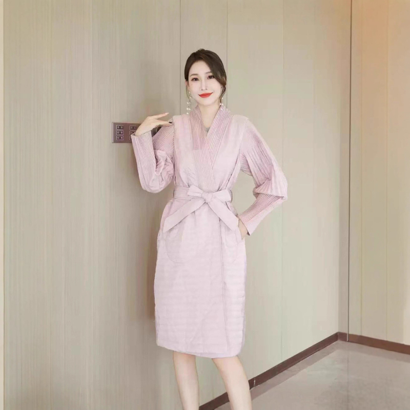 Γυναικεία ζακέτα ιαπωνο-κορεατικού casual στυλ, πλισέ στη μέση, V-λαιμό, μεσαίου μήκους, πολυεστερικό ύφασμα