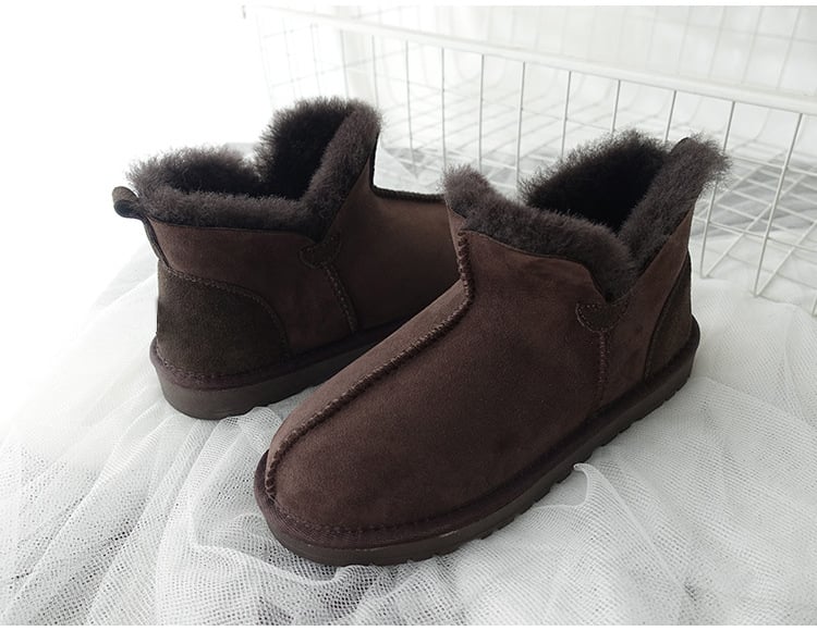 Unisex χειμερινά μποτάκια χιονιού με ενιαίο επάνω από γούνα προβάτου, σόλα από τένοντα βοδιού, χειροποίητες ραφές, διαπνέοντα, αντιολισθητικά