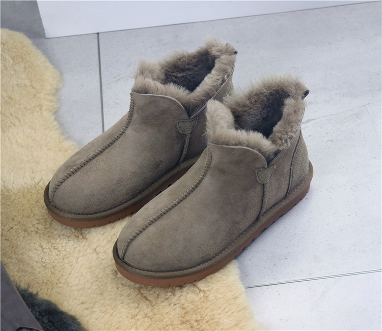 Unisex χειμερινά μποτάκια χιονιού με ενιαίο επάνω από γούνα προβάτου, σόλα από τένοντα βοδιού, χειροποίητες ραφές, διαπνέοντα, αντιολισθητικά