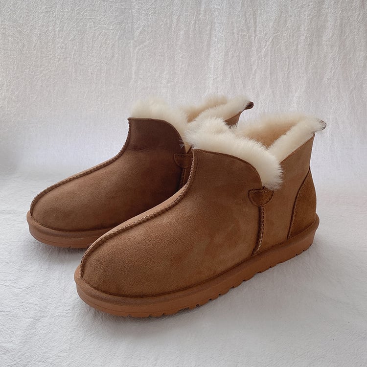 Unisex χειμερινά μποτάκια χιονιού με ενιαίο επάνω από γούνα προβάτου, σόλα από τένοντα βοδιού, χειροποίητες ραφές, διαπνέοντα, αντιολισθητικά