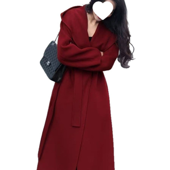 Διπλής όψεως Chenille παλτό με κουκούλα, φαρδιά γραμμή, κοντό μήκος (40–50 cm), με Spandex, Φθινόπωρο 2025