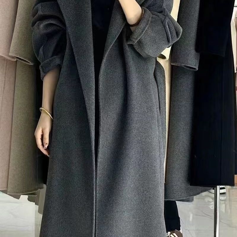 Διπλής όψεως Chenille παλτό με κουκούλα, φαρδιά γραμμή, κοντό μήκος (40–50 cm), με Spandex, Φθινόπωρο 2025