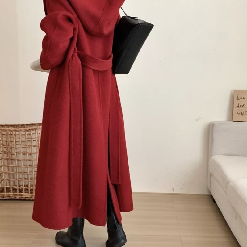 Διπλής όψεως Chenille παλτό με κουκούλα, φαρδιά γραμμή, κοντό μήκος (40–50 cm), με Spandex, Φθινόπωρο 2025