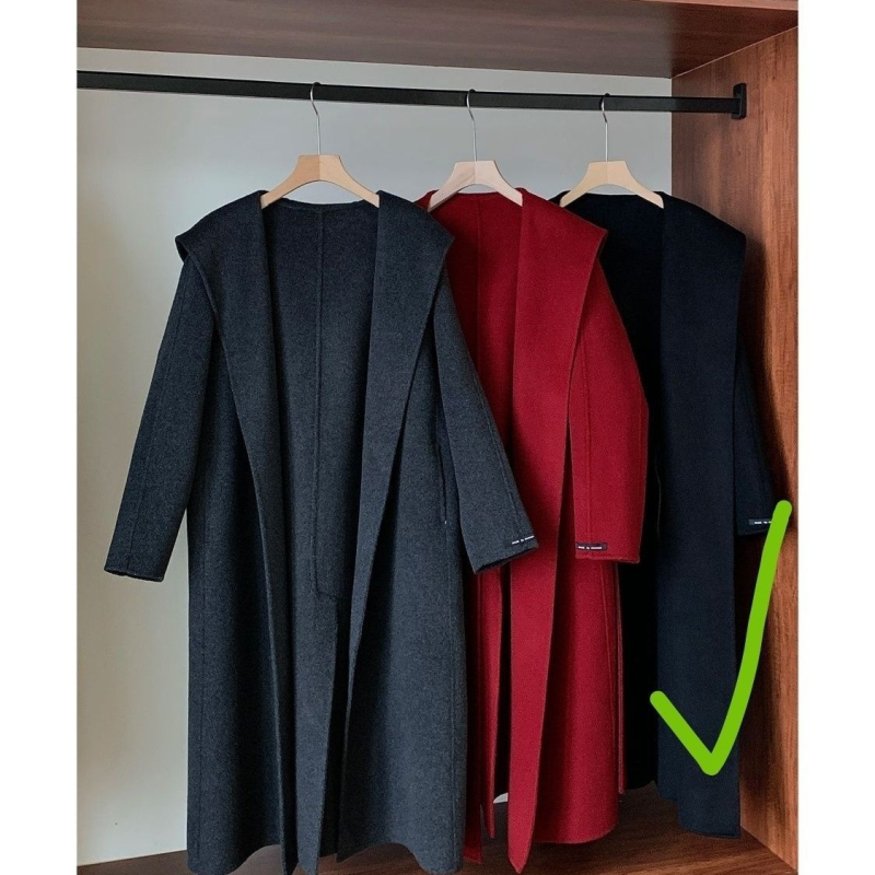 Διπλής όψεως Chenille παλτό με κουκούλα, φαρδιά γραμμή, κοντό μήκος (40–50 cm), με Spandex, Φθινόπωρο 2025