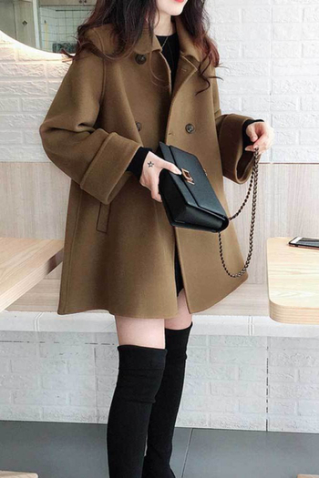 Reversinė Chenille moterų striukė, vidutinio ilgio, 3/4 rankovės, polo apykaklė