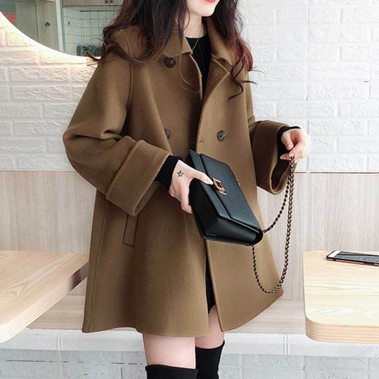 Reversinė Chenille moterų striukė, vidutinio ilgio, 3/4 rankovės, polo apykaklė