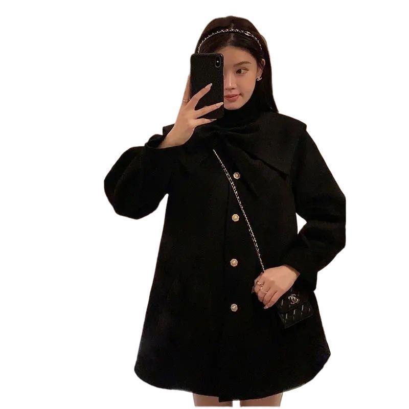 Γυναικείο παλτό Chenille με Spandex, κοντό μήκος 40–50 cm, στρογγυλός λαιμός, ιαπωνικο-κορεατικό casual στυλ