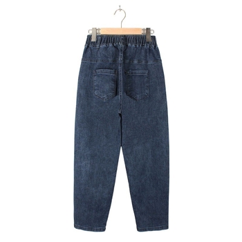 Jeans dama din denim, talie înaltă, croială largă, 95% bumbac, lungime 9 puncte, stil urban