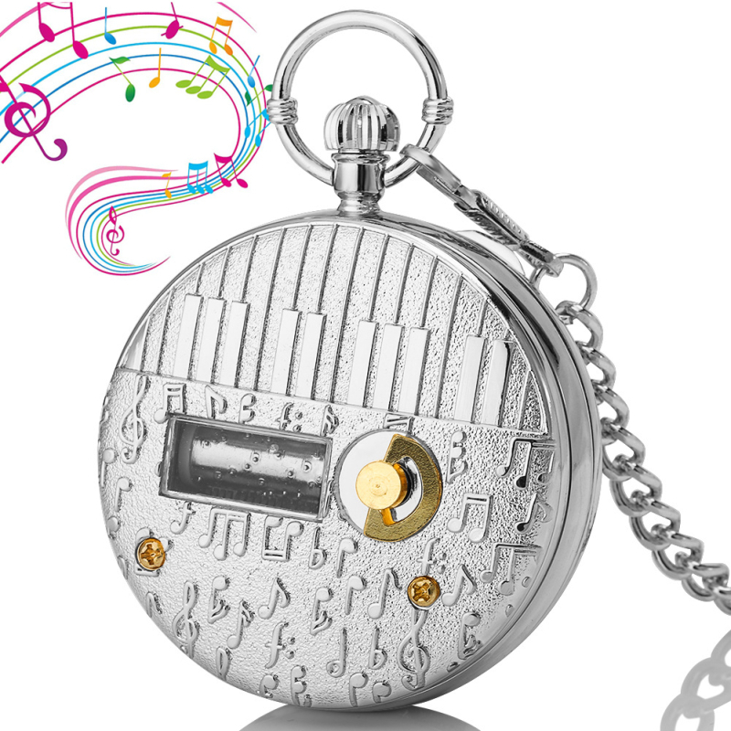 Kvarc zsebóra Happy Birthday témával és zenés dobozzal, világidő funkció, tokozás cinkötvözetből, mechanizmus 68