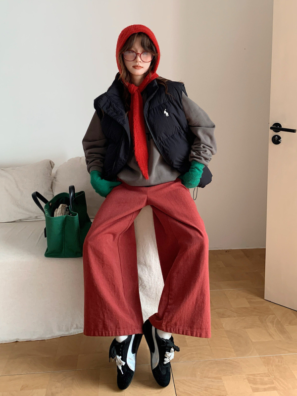 Sieviešu kokvilnas veste Korejas stilā ar pūka pildījumu, stāvošs apkaklis, rāvējslēdzējs