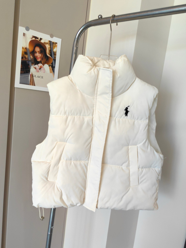 Vesta de damă cu broderie ponei, umplutură din puf și bumbac, culoare solidă, guler înalt, croială Slim, iarnă 2025