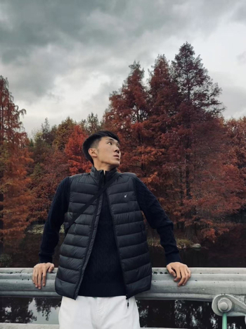 Vesta de puf, croială Slim Fit, 61–65% conținut de puf, puf de rață alb, material din bumbac, guler înalt cu fermoar