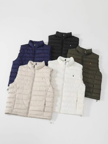 Vesta de puf, croială Slim Fit, 61–65% conținut de puf, puf de rață alb, material din bumbac, guler înalt cu fermoar