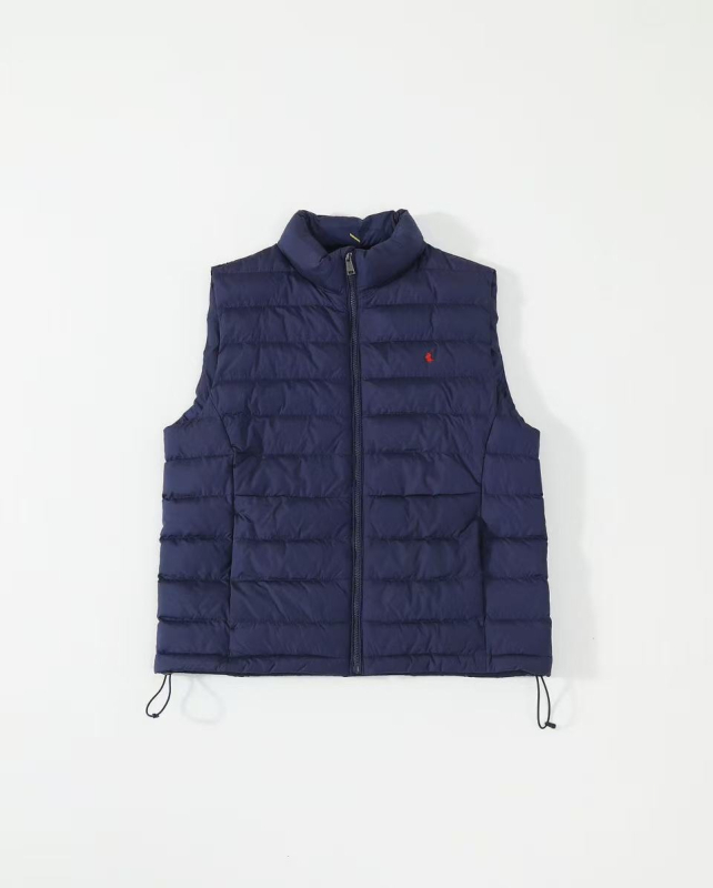 Vesta de puf, croială Slim Fit, 61–65% conținut de puf, puf de rață alb, material din bumbac, guler înalt cu fermoar