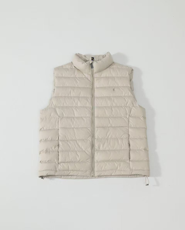 Vesta de puf, croială Slim Fit, 61–65% conținut de puf, puf de rață alb, material din bumbac, guler înalt cu fermoar