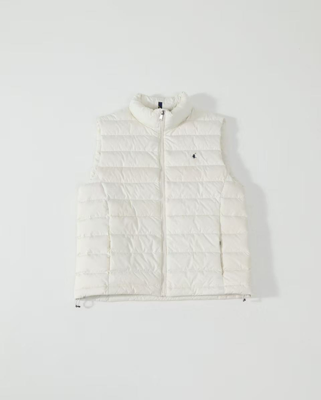 Vesta de puf, croială Slim Fit, 61–65% conținut de puf, puf de rață alb, material din bumbac, guler înalt cu fermoar