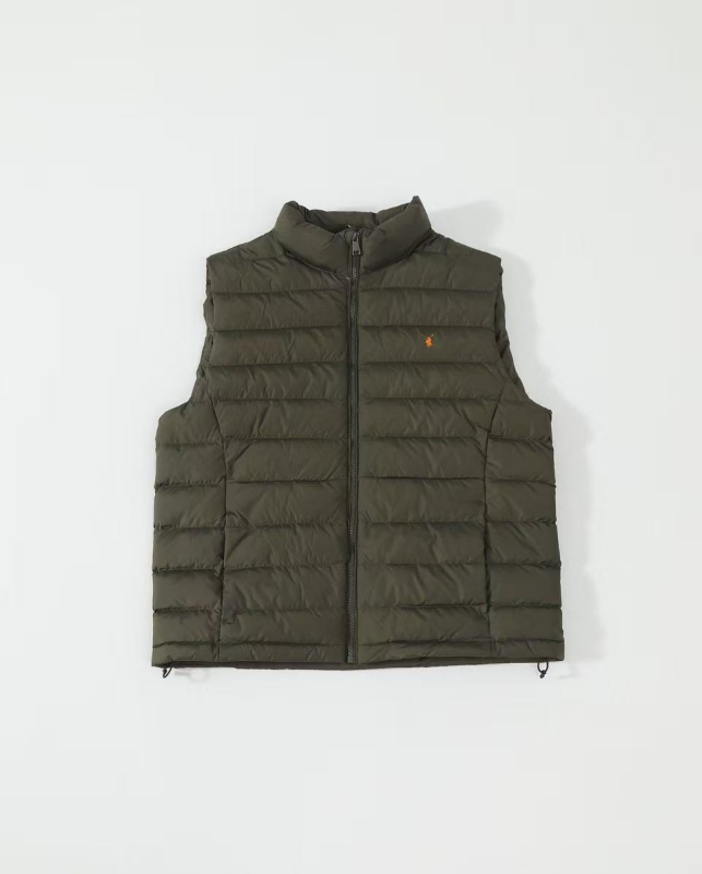 Vesta de puf, croială Slim Fit, 61–65% conținut de puf, puf de rață alb, material din bumbac, guler înalt cu fermoar