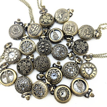 Джобен часовник с антикварен стил, кварцов механизъм, скелетни зъбни колела, печат на лого, възможна персонализация