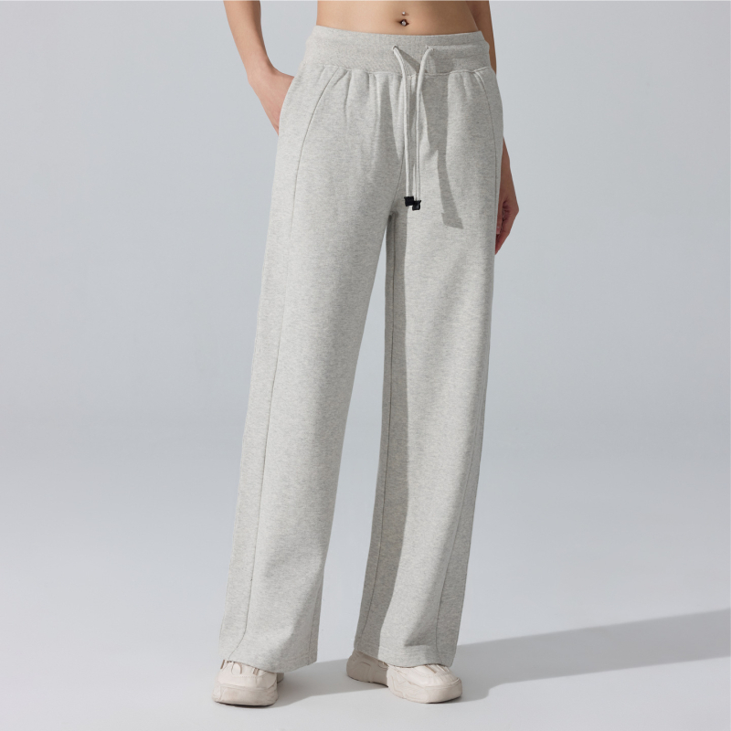 Sieviešu siltas sporta bikses ar jostu – brīvs piegriezums, garas bikses ar taisu piegriezumu, piemērotas skrējienam un fitnesam (ziema, pavasaris, rudens)