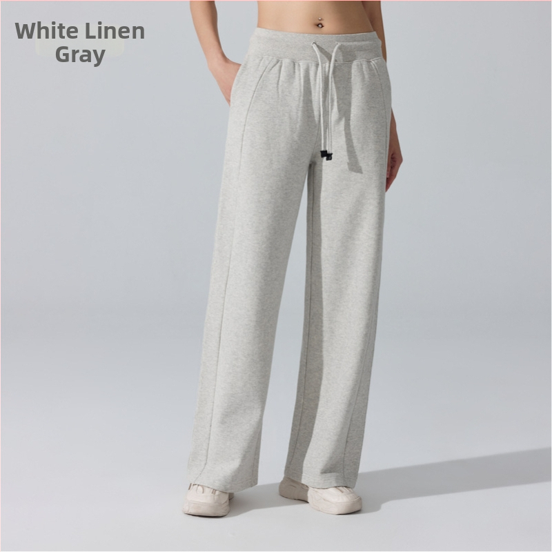 Sieviešu siltas sporta bikses ar jostu – brīvs piegriezums, garas bikses ar taisu piegriezumu, piemērotas skrējienam un fitnesam (ziema, pavasaris, rudens)