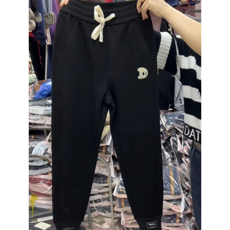 Ženske harém hlače s fleece podstavom, debele, visokim strukom, slobodan kroj, duljina 9/10, poliester (glavni materijal 70–80%)
