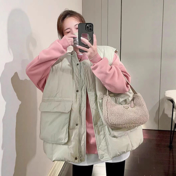 Sieviešu chenille vestes ar poliester pildījumu, galvenais materiāls spandekss, beisbola apkakle, ļoti īss siluets, brīvs piegriezums, lielas kabatas