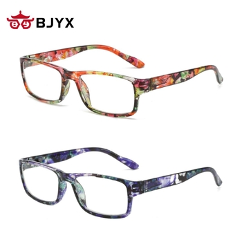 Naočale za čitanje marke BJYX, opružne ručke, kvadratni okvir, cvjetni dizajn, nove prekogranične modne ženske naočale vrhunske kvalitete bez dioptrijske zaštite od plavog svjetla.