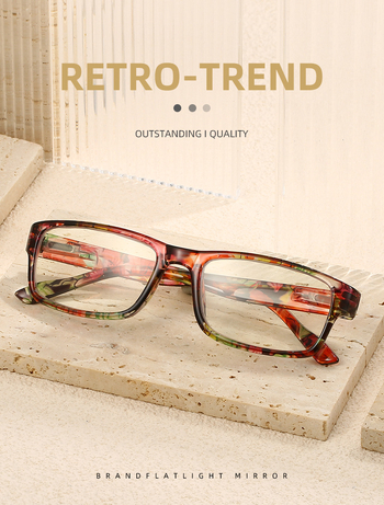 Naočale za čitanje marke BJYX, opružne ručke, kvadratni okvir, cvjetni dizajn, nove prekogranične modne ženske naočale vrhunske kvalitete bez dioptrijske zaštite od plavog svjetla.