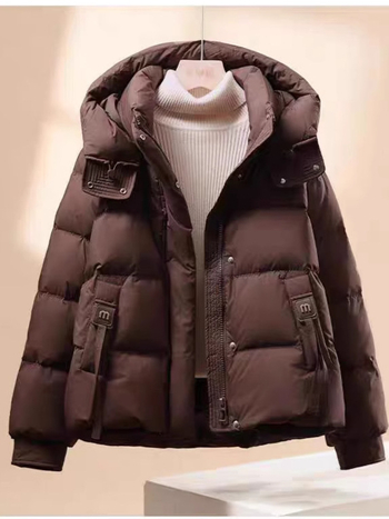 Moteriška striukė su gobtuvu, down-cotton užpildas, reguliaraus ilgio, užtrauktukas, ilgos rankovės, poliesterio audinys