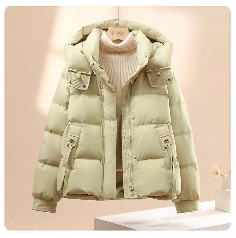 Moteriška striukė su gobtuvu, down-cotton užpildas, reguliaraus ilgio, užtrauktukas, ilgos rankovės, poliesterio audinys