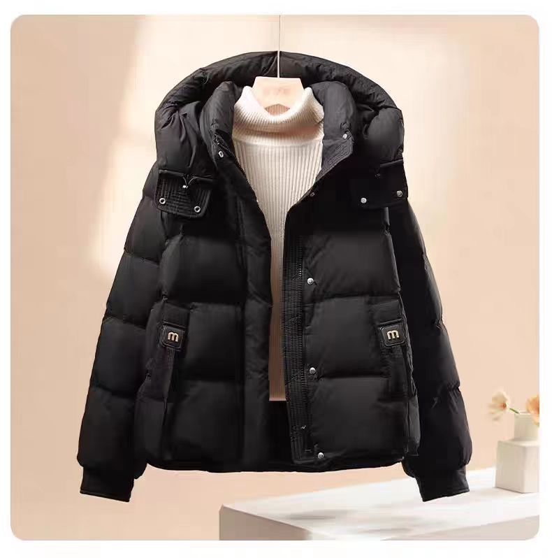 Moteriška striukė su gobtuvu, down-cotton užpildas, reguliaraus ilgio, užtrauktukas, ilgos rankovės, poliesterio audinys