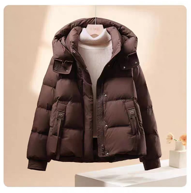 Moteriška striukė su gobtuvu, down-cotton užpildas, reguliaraus ilgio, užtrauktukas, ilgos rankovės, poliesterio audinys