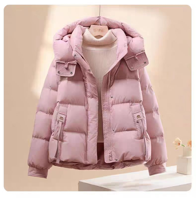 Moteriška striukė su gobtuvu, down-cotton užpildas, reguliaraus ilgio, užtrauktukas, ilgos rankovės, poliesterio audinys