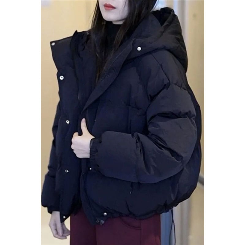 Moterų kapuciuotas trumpas medvilninis paltas, korėjietiško stiliaus, ultra trumpas ilgis, be rankovių, polo apykaklė, chenille audinys su spandeksu