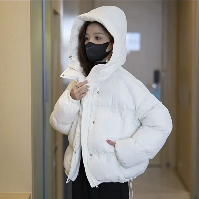 Moterų kapuciuotas trumpas medvilninis paltas, korėjietiško stiliaus, ultra trumpas ilgis, be rankovių, polo apykaklė, chenille audinys su spandeksu