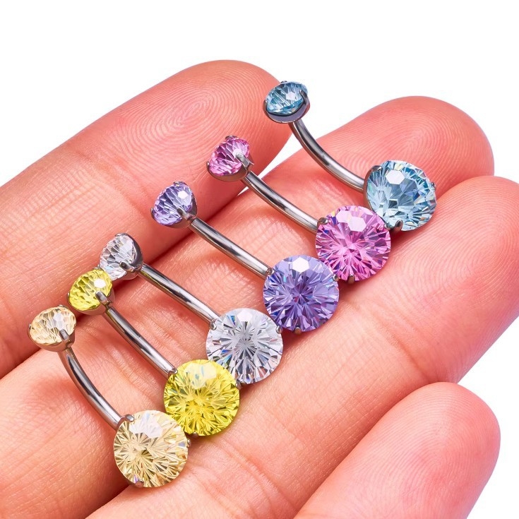 Inel ombilical Comba din aliaj de titan pentru femei — formă geometrică