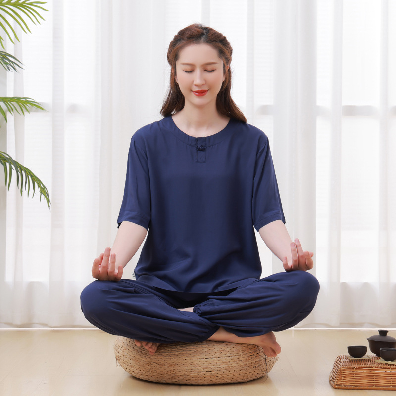 Tang stil Zen čajna haljina od pamuka, tkanina bojana vlaknom, 90–95% pamuka, inspirirano tradicionalnim kineskim stilom, izlazi 2022. jesen