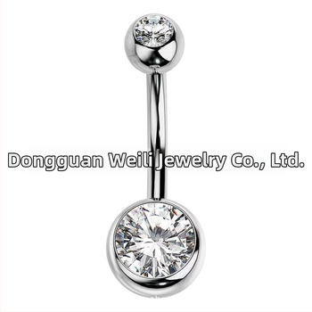 Piercing do pupka z titánovej zliatiny G23, s cirkónovým spracovaním, geometrický tvar, unisex