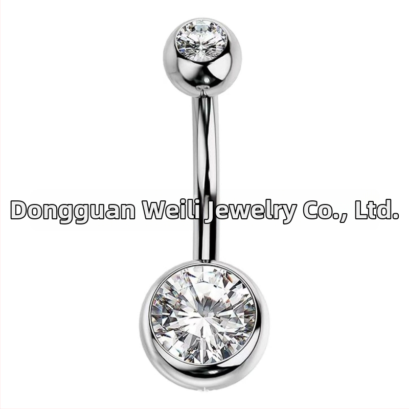 Piercing do pupka z titánovej zliatiny G23, s cirkónovým spracovaním, geometrický tvar, unisex