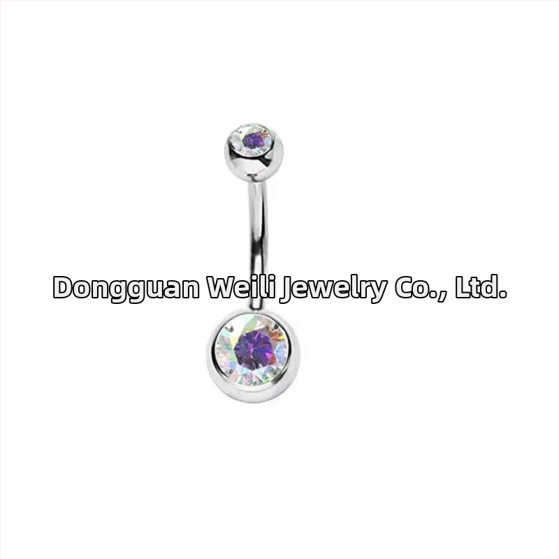 Piercing do pupka z titánovej zliatiny G23, s cirkónovým spracovaním, geometrický tvar, unisex