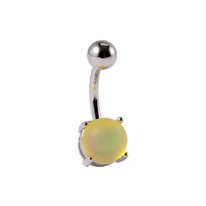 Copper navel ring, unisex fashion, frosted cat eye with gold inlay