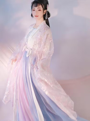 Hanfu ženski kostim kineskog stila — ruqun set, top do prsa i suknja u struku, studentski stil