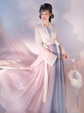 Hanfu ženski kostim kineskog stila — ruqun set, top do prsa i suknja u struku, studentski stil