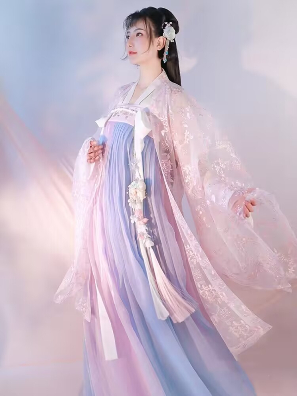 Hanfu ženski kostim kineskog stila — ruqun set, top do prsa i suknja u struku, studentski stil