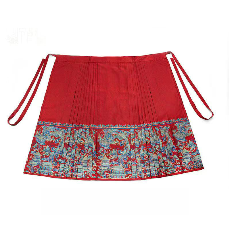 Hanfu suknja s pet nabora od wire-cloth, yarn-dyed; glavni sadržaj tkanine 70–80%, sekundarni sadržaj 50–70%