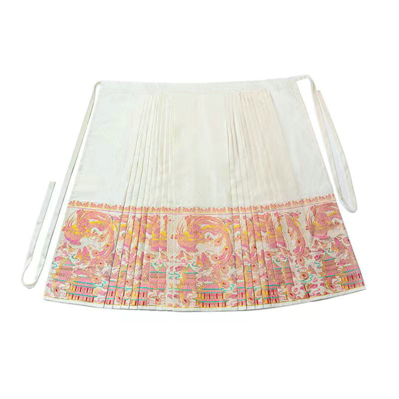 Hanfu suknja s pet nabora od wire-cloth, yarn-dyed; glavni sadržaj tkanine 70–80%, sekundarni sadržaj 50–70%