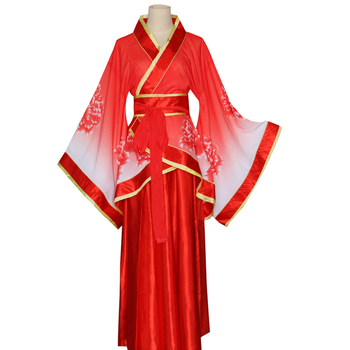 Hanfu kostim za žene za pozornicu, tradicionalna haljina širokih rukava, šifon, poliester 95%, digitalno tiskanje