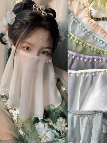 Hanfu u drevnom stilu s ručno izrađenim perlicama i veo za žene streamere, poliestersko-spandeksa smjesa (<30% spandeksa), šifra proizvoda 856126129997, zima 2024